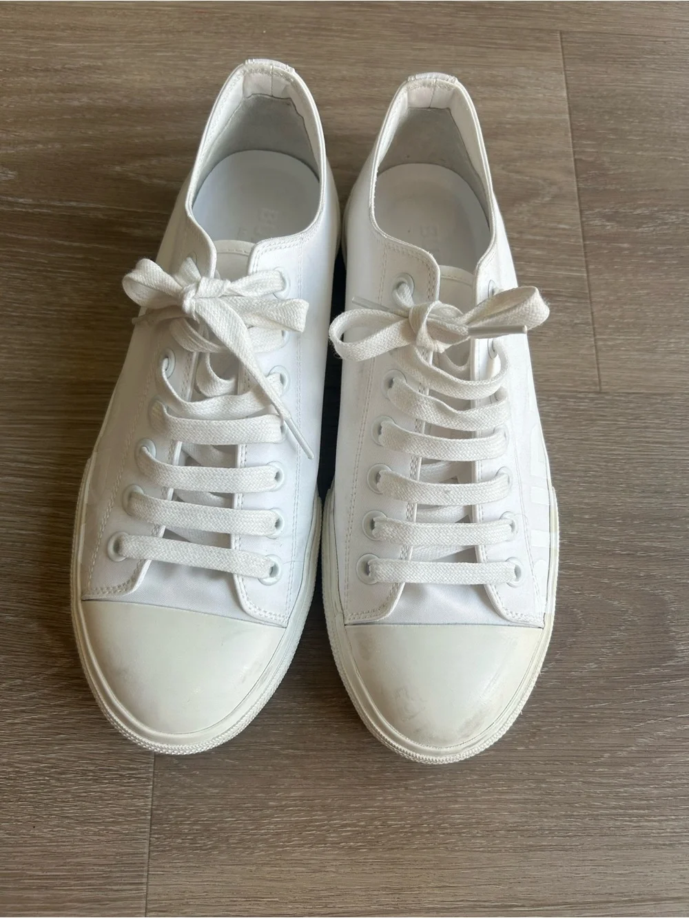 Burberry White Low-Top Canvas Sneakers